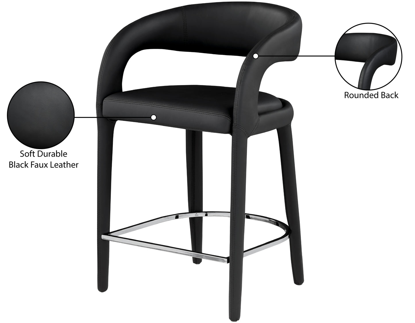 alexis black faux leather stool c