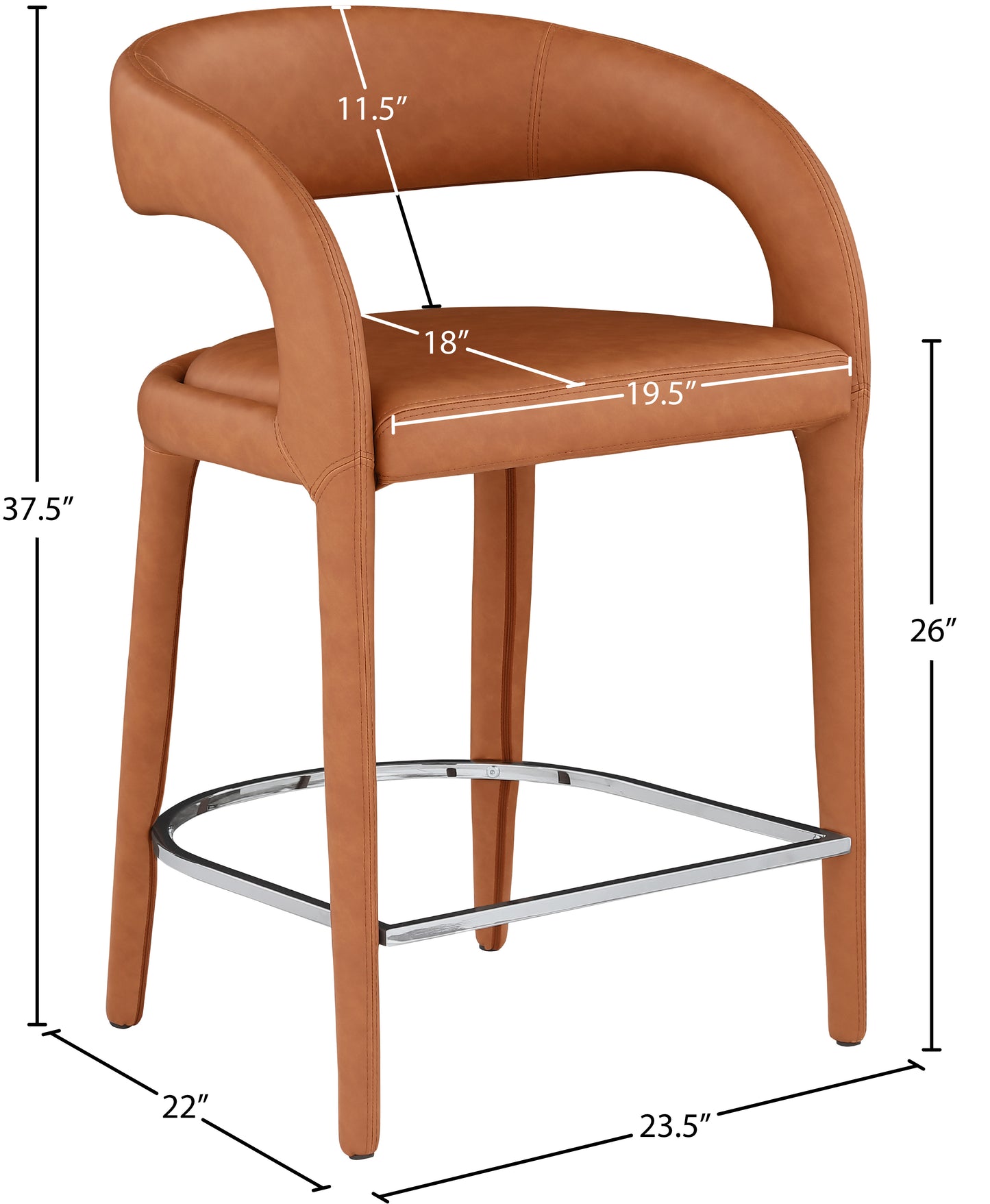 alexis cognac faux leather stool c