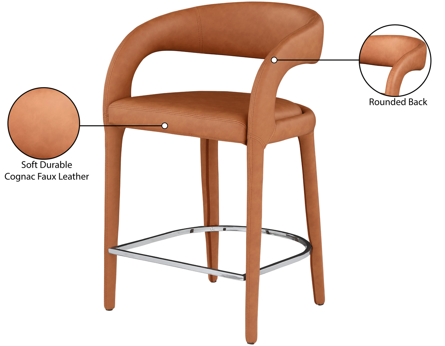 alexis cognac faux leather stool c