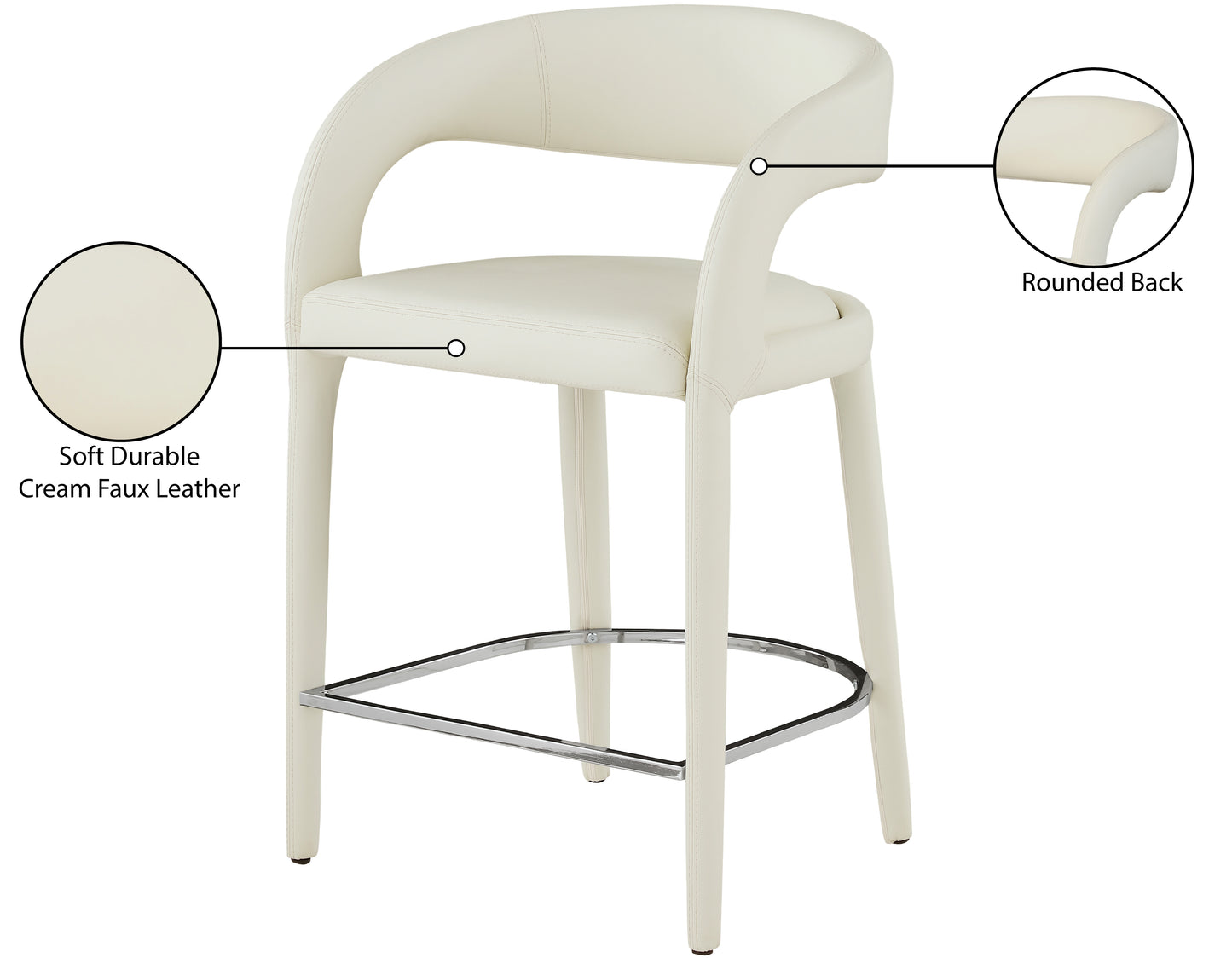 alexis cream faux leather stool c