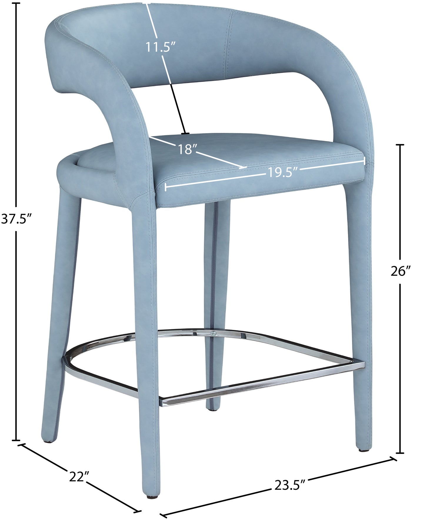 alexis light blue faux leather stool c