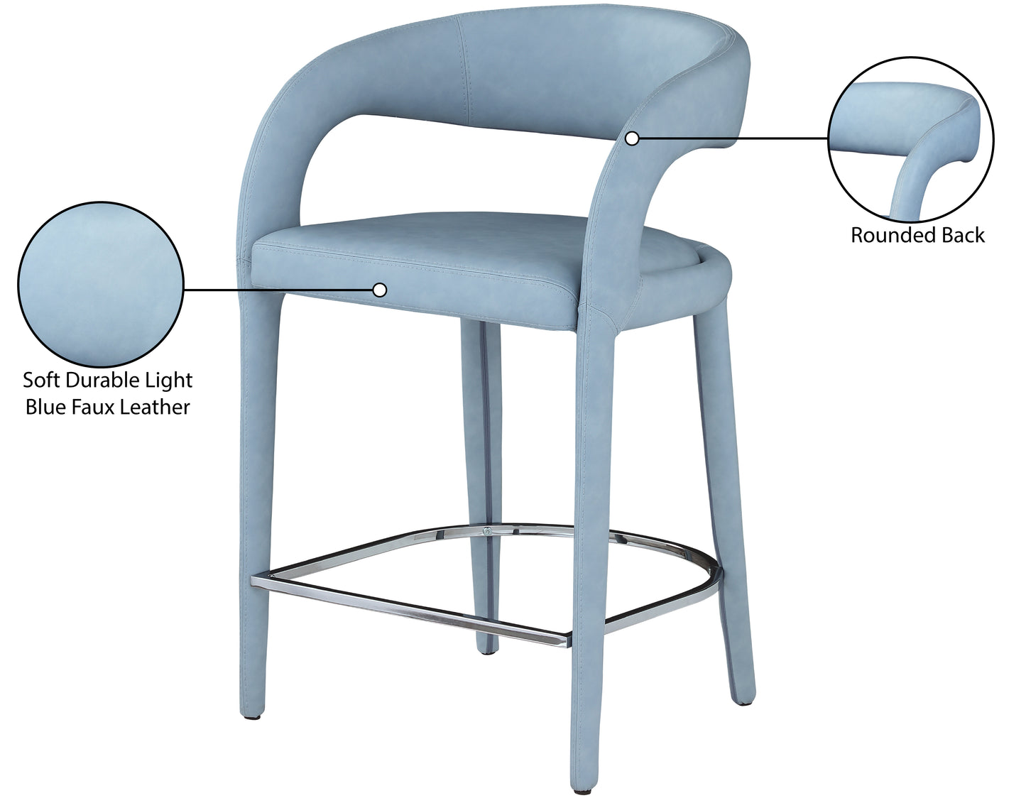 alexis light blue faux leather stool c