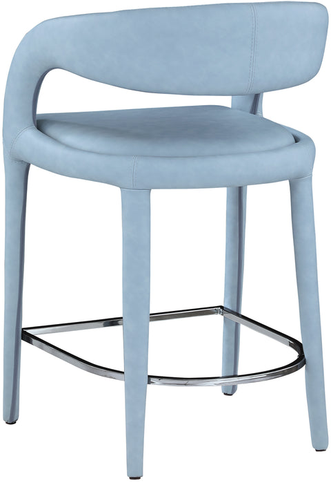 Quinn Light Blue Vegan Leather Upholstered Counter Stool, 1 Piece