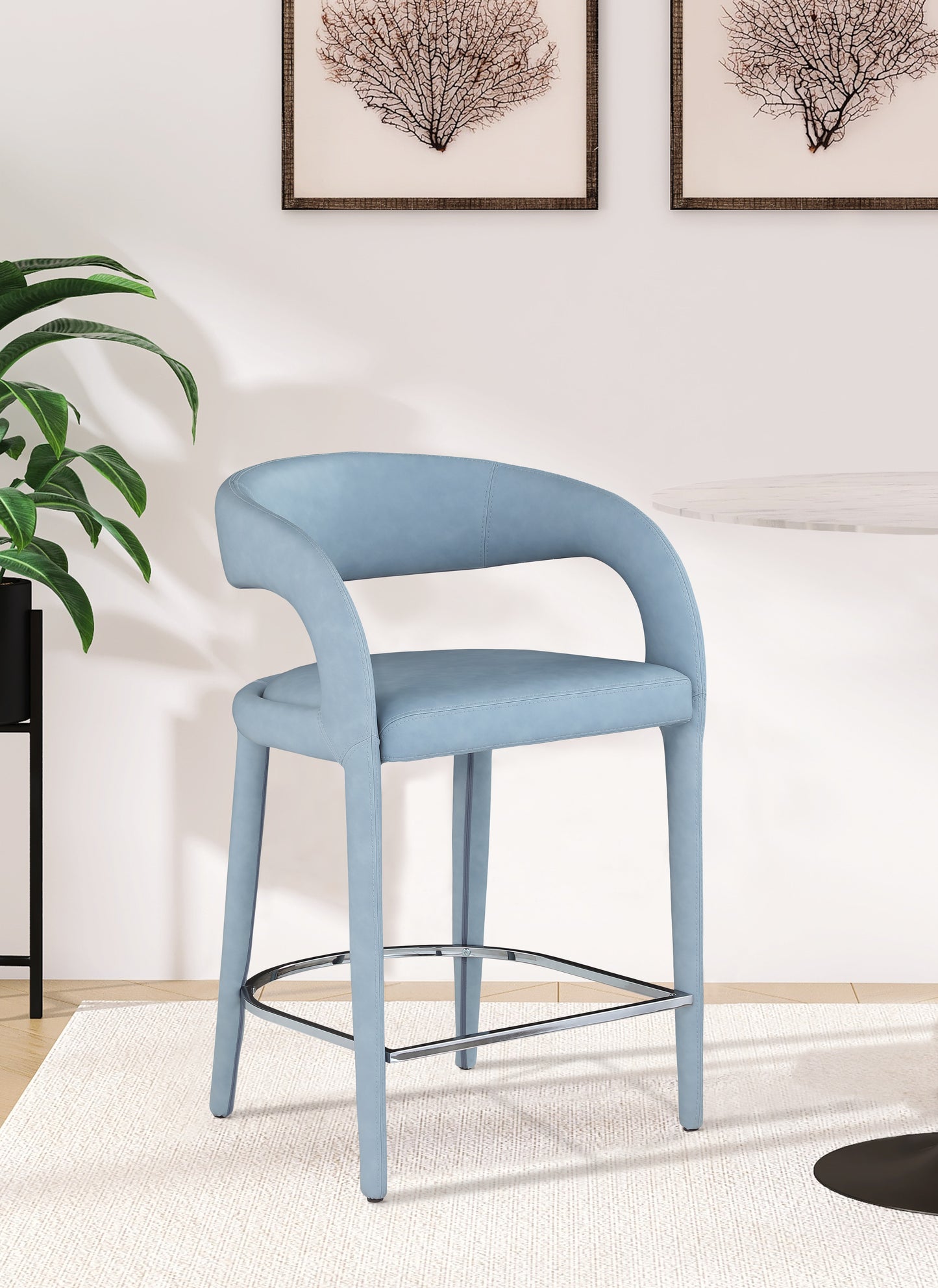 alexis light blue faux leather stool c