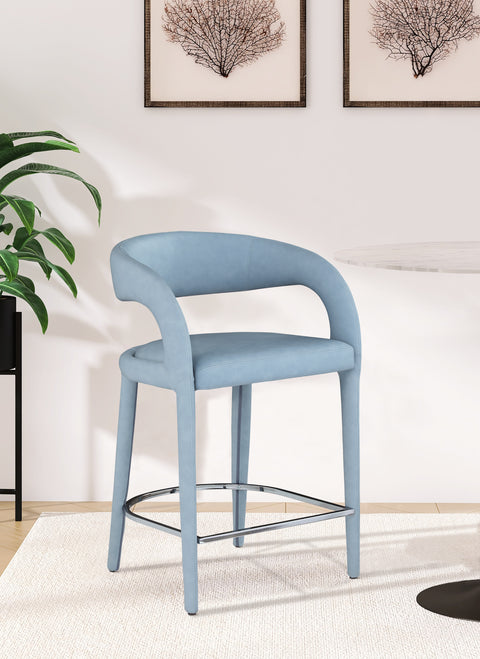 Alexis Light Blue Faux Leather Stool C