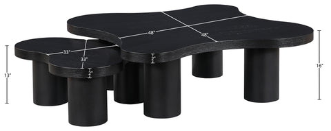 Harper Black Oak Veneer And Solid Wood Coffee Table, 2-Piece
