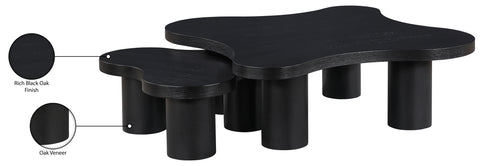 Harper Black Oak Veneer And Solid Wood Coffee Table, 2-Piece