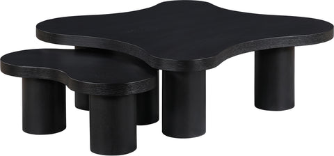 Harper Black Oak Veneer And Solid Wood Coffee Table, 2-Piece