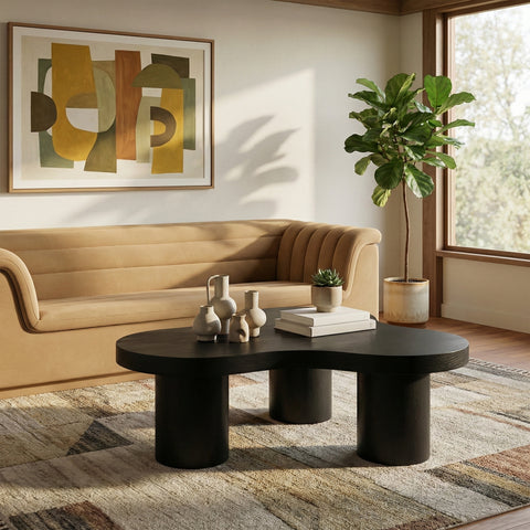 Harper Black Oak Veneer And Solid Wood Coffee Table, 1 Piece