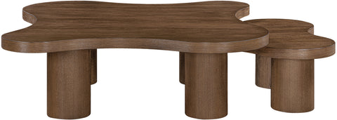 Harper Brown Walnut Oak Veneer And Solid Wood Coffee Table, 2-Piece