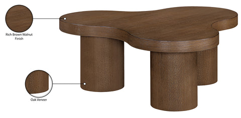 Harper Brown Walnut Oak Veneer And Solid Wood Coffee Table, 1 Piece