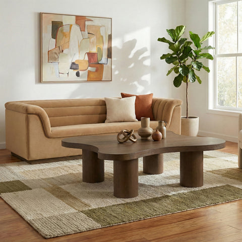 Harper Brown Walnut Oak Veneer And Solid Wood Coffee Table, 1 Piece (Style 2)