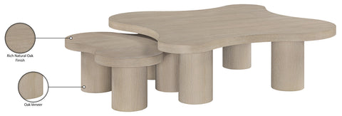 Harper Natural Oak Veneer And Solid Wood Coffee Table, 2-Piece