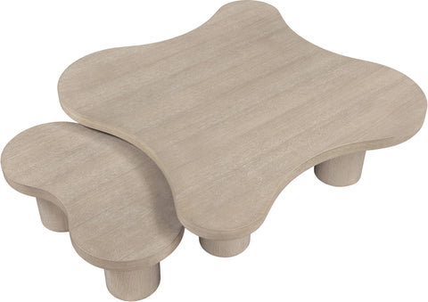 Harper Natural Oak Veneer And Solid Wood Coffee Table, 2-Piece
