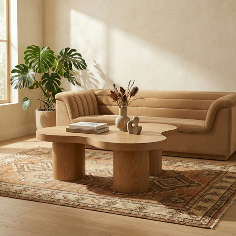 Harper Natural Oak Veneer And Solid Wood Coffee Table, 1 Piece