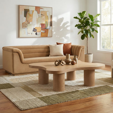 Harper Natural Oak Veneer And Solid Wood Coffee Table, 1 Piece (Style 2)