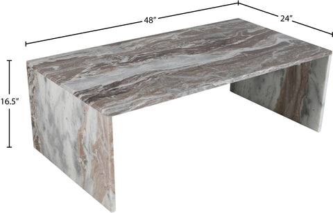 Harper Brown Genuine Marble Coffee Table, 1 Piece (Style 2)