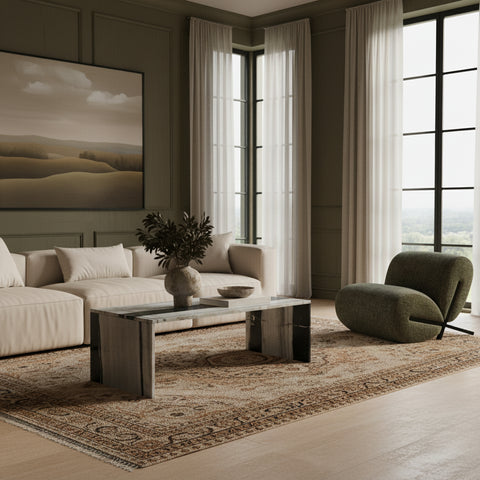 Harper Panda Genuine Marble Coffee Table, 1 Piece