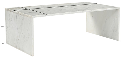 Harper White Genuine Marble Coffee Table, 1 Piece (Style 2)