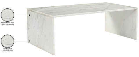 Harper White Genuine Marble Coffee Table, 1 Piece (Style 2)