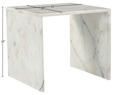 Harper White Genuine Marble End / Side Table, 1 Piece (Style 2)