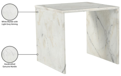 Harper White Genuine Marble End / Side Table, 1 Piece (Style 2)