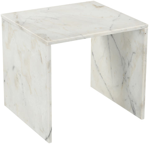 Harper White Genuine Marble End / Side Table, 1 Piece (Style 2)
