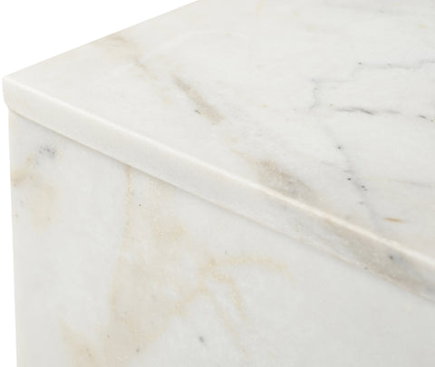 Harper White Genuine Marble End / Side Table, 1 Piece (Style 2)