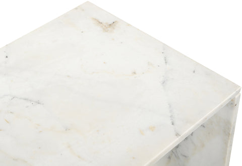 Harper White Genuine Marble End / Side Table, 1 Piece (Style 2)
