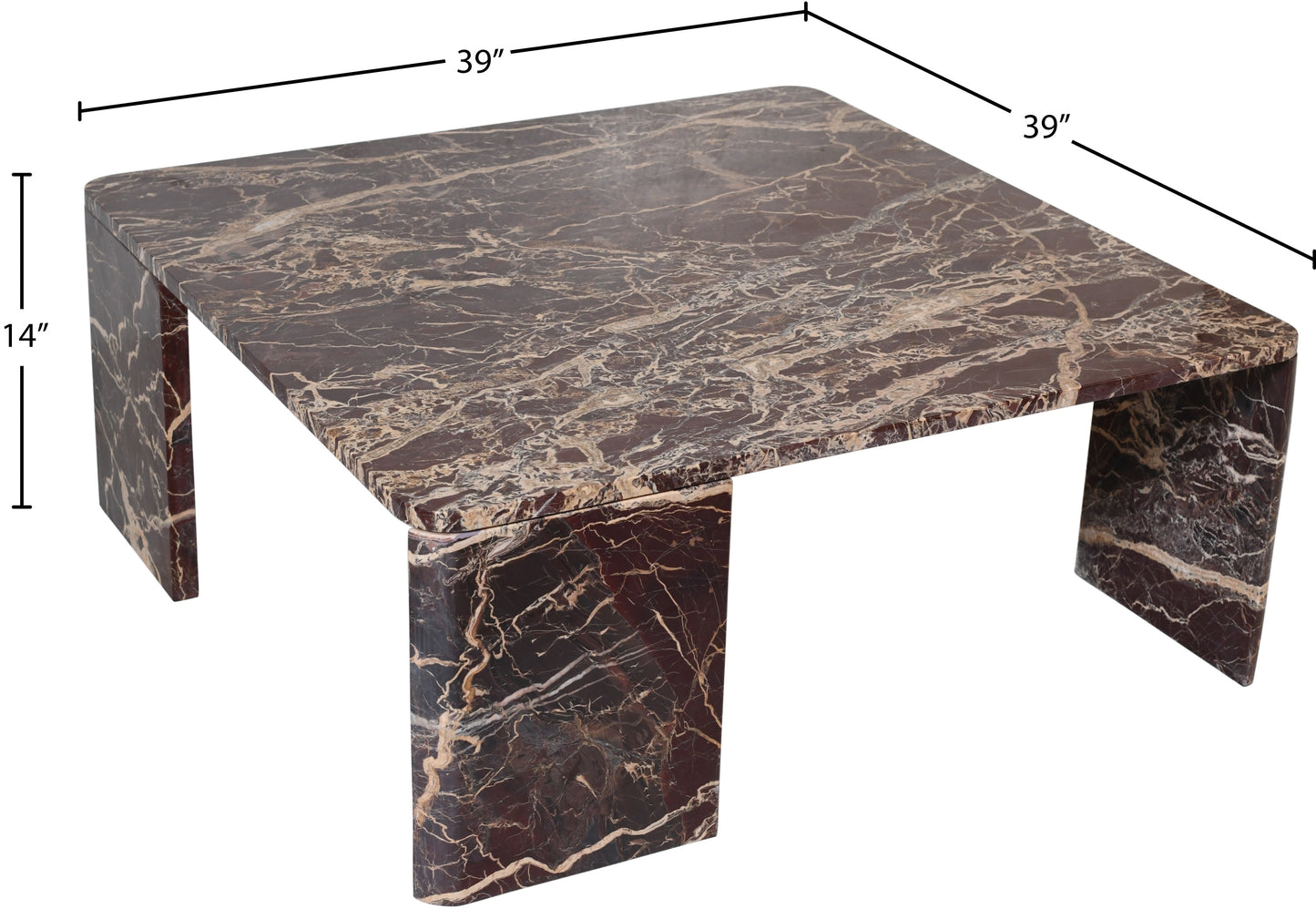 verona burgundy coffee table