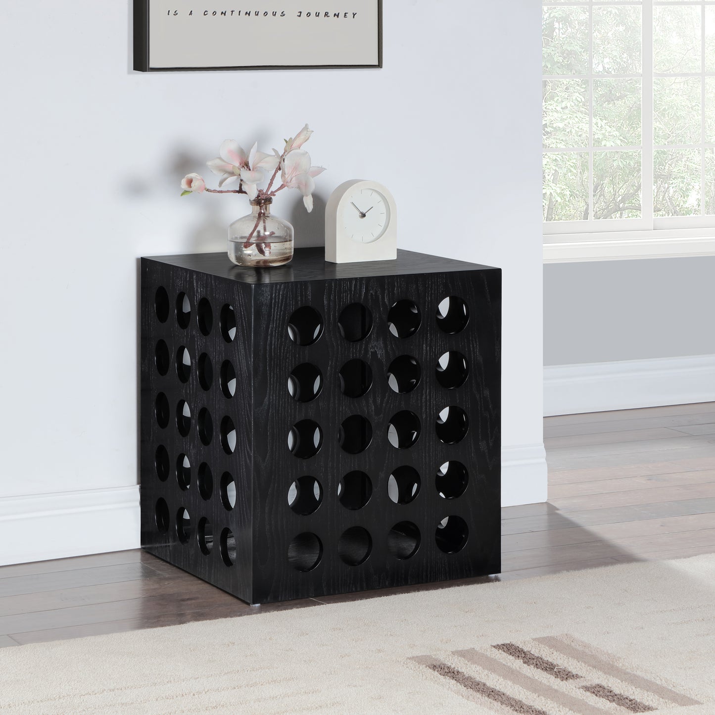 wave black end table