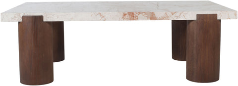Laurel Cream Genuine Marble And Oak Wood Coffee Table, 1 Piece
