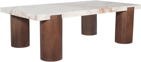Laurel Cream Genuine Marble And Oak Wood Coffee Table, 1 Piece