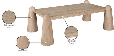 Opal Natural Solid Wood And Oak Veneer Coffee Table, 1 Piece