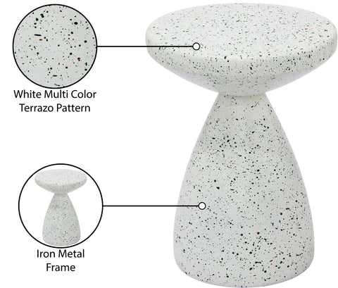 Linden White Iron Terrazzo End Table, 1 Piece