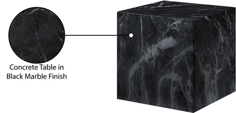 Noelle Black Marble Finish Concrete Indoor / Outdoor End Table, 1 Piece