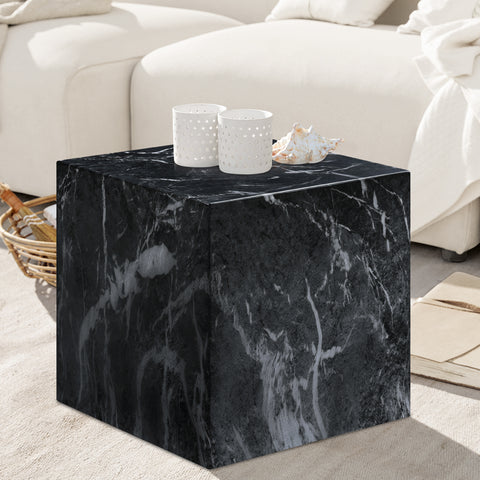 Noelle Black Marble Finish Concrete Indoor / Outdoor End Table, 1 Piece