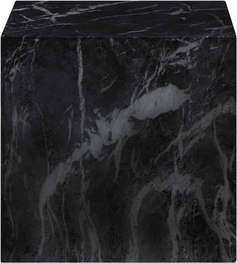 Noelle Black Marble Finish Concrete Indoor / Outdoor End Table, 1 Piece