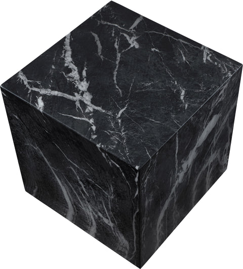 Noelle Black Marble Finish Concrete Indoor / Outdoor End Table, 1 Piece