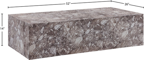 Noelle Brown Marble Finish Concrete Indoor / Outdoor Coffee Table, 1 Piece
