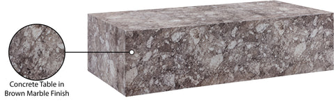 Noelle Brown Marble Finish Concrete Indoor / Outdoor Coffee Table, 1 Piece