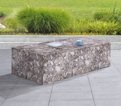 Noelle Brown Marble Finish Concrete Indoor / Outdoor Coffee Table, 1 Piece