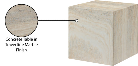 Noelle Natural Travertine Finish Concrete Indoor / Outdoor End Table, 1 Piece