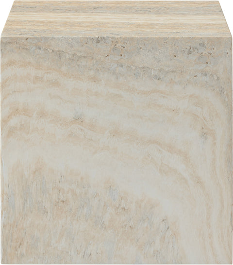 Noelle Natural Travertine Finish Concrete Indoor / Outdoor End Table, 1 Piece