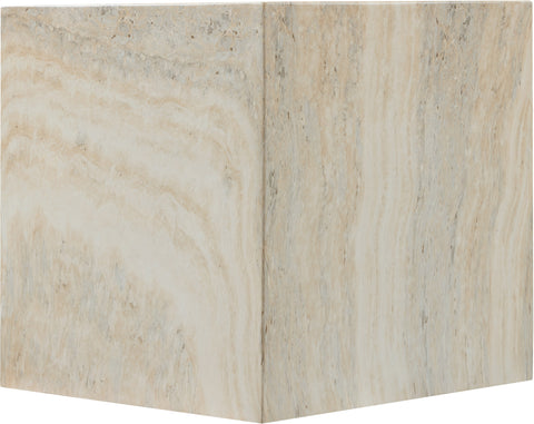 Noelle Natural Travertine Finish Concrete Indoor / Outdoor End Table, 1 Piece