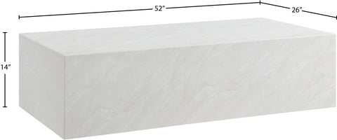 Noelle White Marble Finish Concrete Indoor / Outdoor Coffee Table, 1 Piece