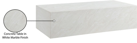 Noelle White Marble Finish Concrete Indoor / Outdoor Coffee Table, 1 Piece