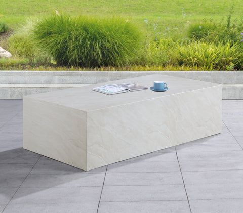 Noelle White Marble Finish Concrete Indoor / Outdoor Coffee Table, 1 Piece