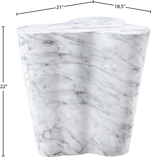 Arden White Marble Finish Concrete Indoor / Outdoor End / Side Table, 1 Piece