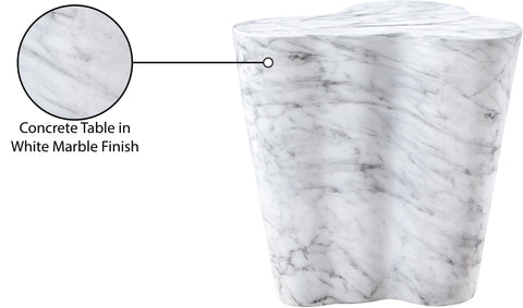 Arden White Marble Finish Concrete Indoor / Outdoor End / Side Table, 1 Piece